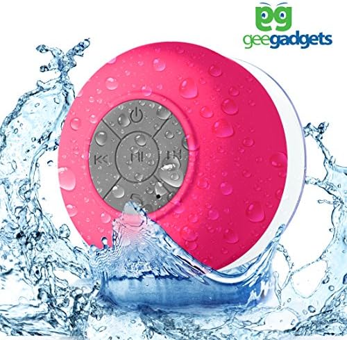 Portable Bluetooth Shower Speaker with Suction Cup - Waterproof, Built in Mic, Universal Phone & Tablet Compatibility - Pink - by Gee Gadgets