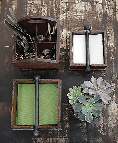 Creative Co-Op Wood Utensil Holder with 4 Compartments