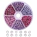 Pandahall 1 Box (about 1080PCS) Colorful Pink Theme Aluminum Wire Open Jump Rings for jewelry Making Accessories 6x0.8mm