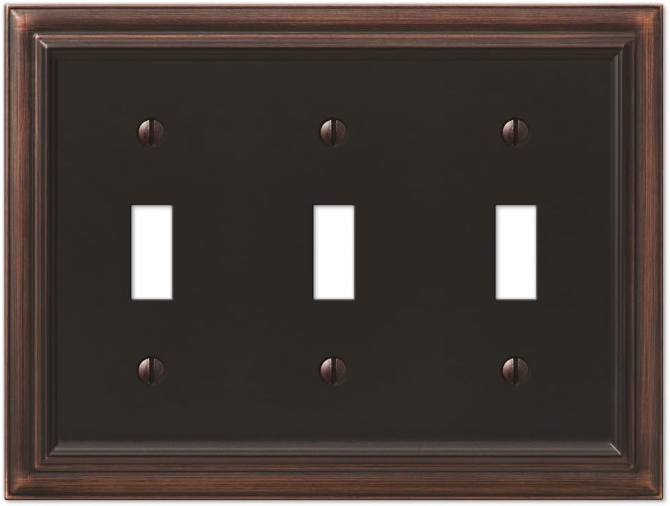 AMERELLE 94TTTVB Continental Triple Toggle Cast Metal Wallplate in Aged Bronze