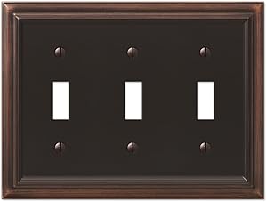 AMERELLE 94TTTVB Continental Triple Toggle Cast Metal Wallplate in Aged Bronze