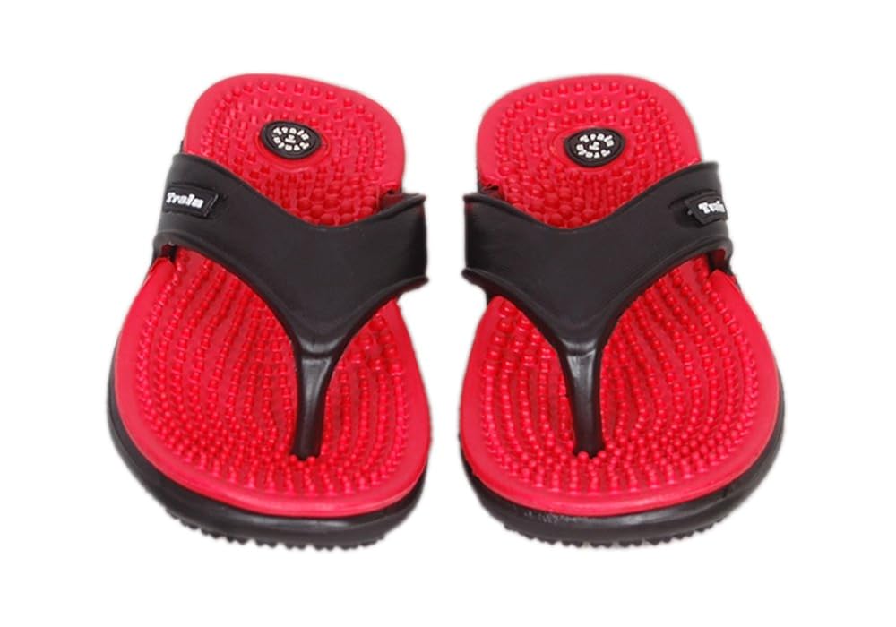 train women's eva acupressure flip flop slippers (red)