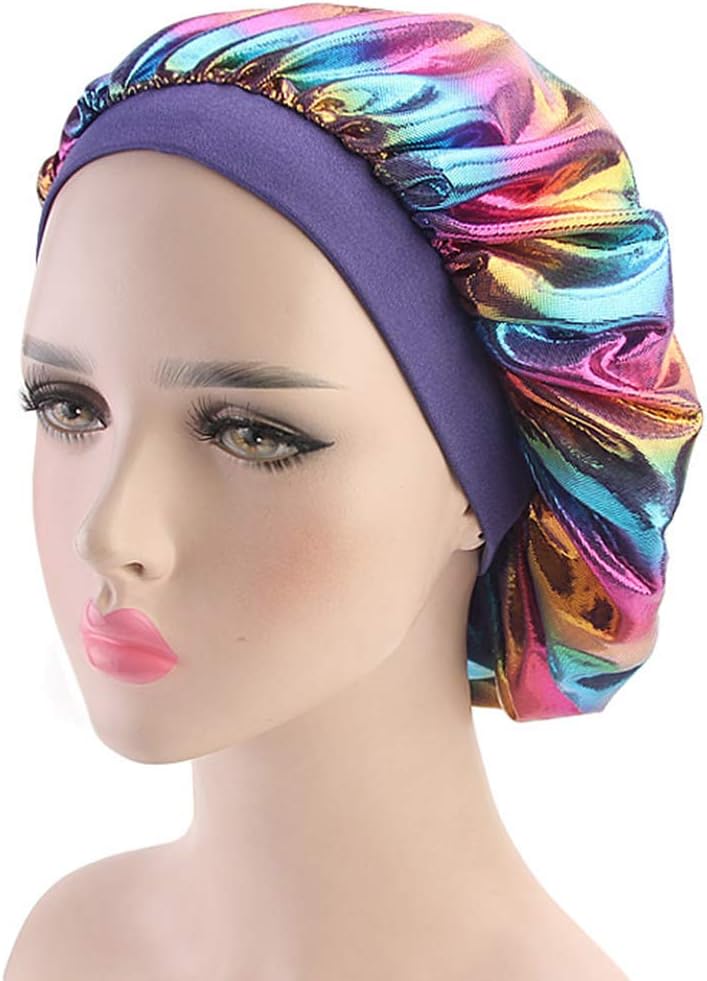 Hair Bonnet for Sleeping, Elastic Band Laser Shower Cap Night Sleep Hat Gifts for Frizzy Hair Women