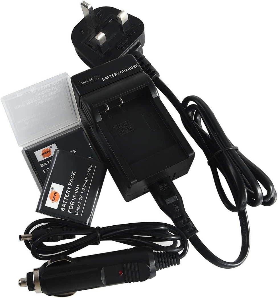 DSTE® 2x NP-BG1 Rechargeable Li-ion Battery + DC92U Travel and Car Charger Adapter for Sony Cyber-shot DSC-H3 DSC-H7 DSC-H9 DSC-H10 DSC-H20 DSC-H50 DSC-H55 DSC-H70 DSC-H90 DSC-HX5V DSC-HX7V DSC-HX9V DSC-HX10V DSC-HX20V DSC-HX30V DSC-N1 DSC-N2 DSC-T20 DSC-T100 DSC-W30 DSC-W35 DSC-W50 DSC-W55 DSC-W70 DSC-W80 DSC-W90 DSC-W100 DSC-W120 DSC-W130 as NP-FG1