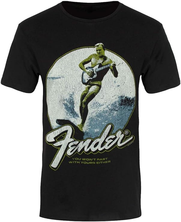 Fender Men's Surfer Slim Fit TShirt Black Amazon.ca Clothing