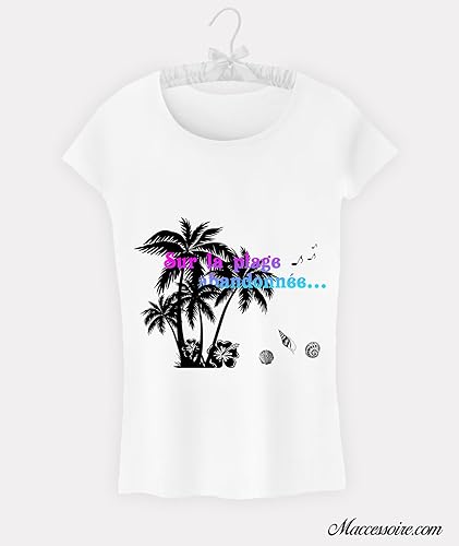 T Shirt Femme Citation Sur La Plage Abandonnee Chanson Francaise Amazon Fr Handmade