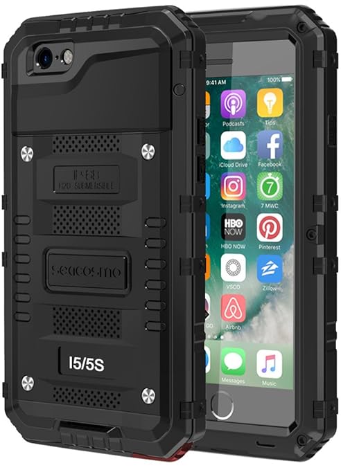 seacosmo iPhone 5S Wasserdichte Hülle, Militärstandard Schutzhülle mit Eingebautem Displayschutz Haltbarkeit stoßfest Handyhü