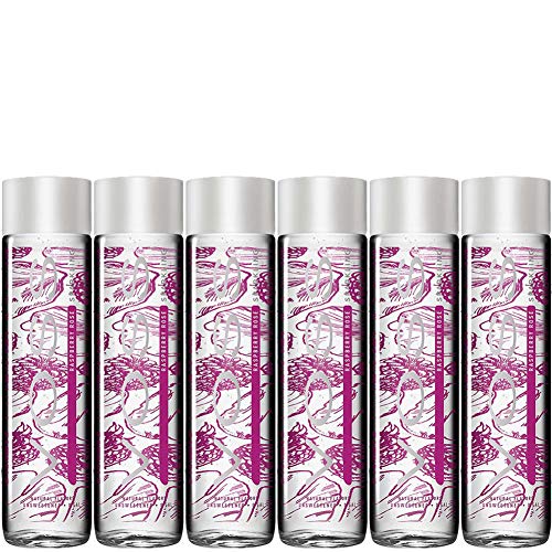 VOSS Raspberry Rose Flavored Sparkling Water, 12.7oz Glass Bottle (Pack of 6, Total of 76.2 Fl Oz)