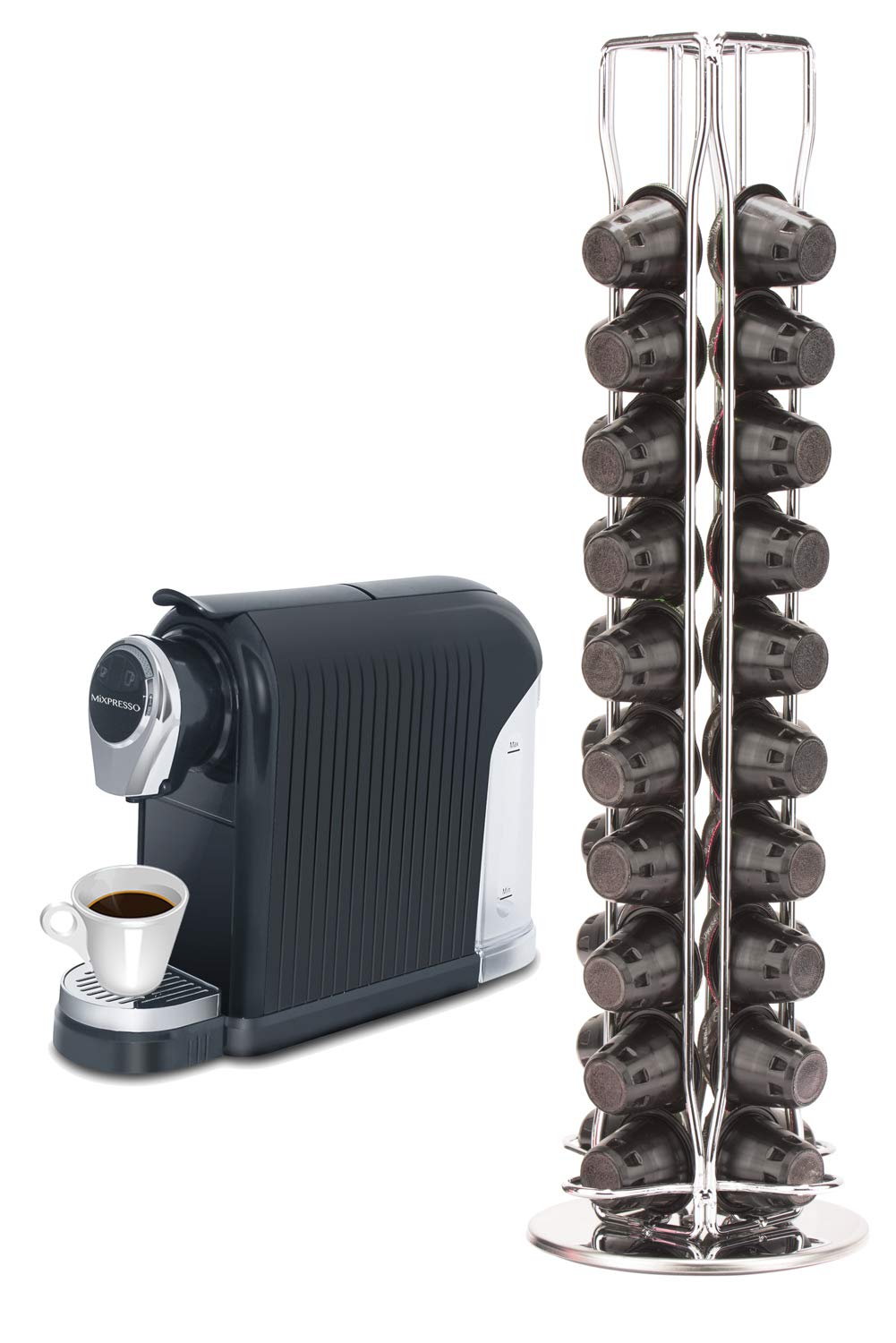 Mixpresso Capsule Spinning Carousel Holder I 360 Degree Rotatable Coffee Capsules Holder Rack I Solid Base | Holds 40 Coffee Pods | Easy Access I From Top or Base I Ideal-for Home & Office