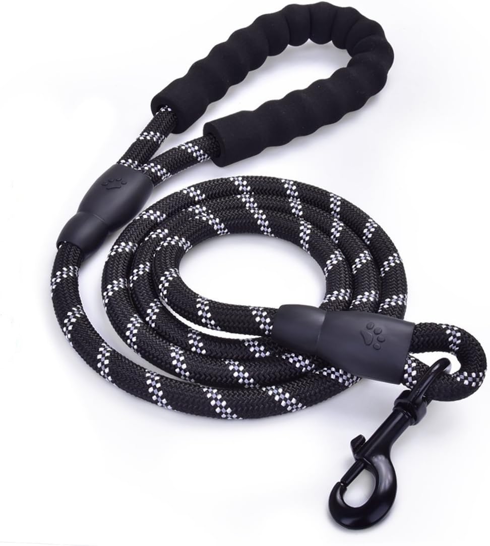 ASKMUSE 5FT Strong Dog Leash Durable Dog Training Walking Leashes Mountain Climbing Rope Lead Comfortable Padded Handle and Highly Reflective Threads for Medium and Large Dogs