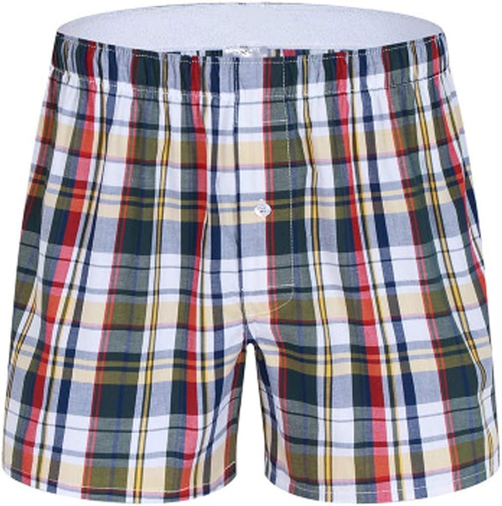 iHHAPY Men's Boxer Shorts Plaid Pajama Pants Comfort Cotton Pants Sleeping Shorts 2020 Spring Summer Loungewear M-3XL