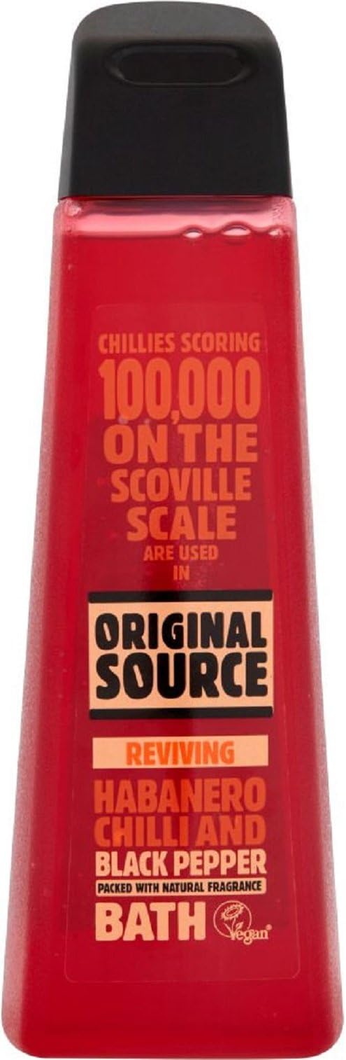 Original Source Shower Bath Gel 500ml Vegan Natural Bath Body Essential Oils - (Habanero Chilli And Black Pepper)