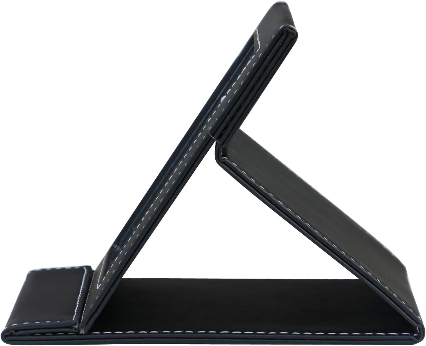 TRIXES 11.5cm x 7.5cm Folding Compact Vanity Make-Up Mirror with Black Vegan Leather Frame Stand - Image 5