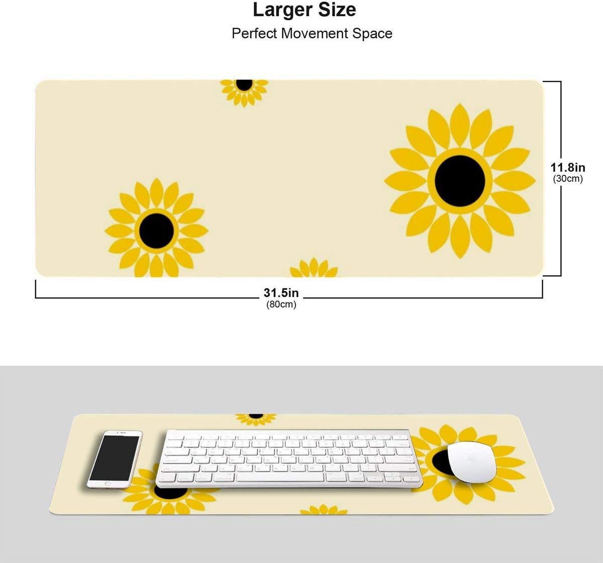 Amazon マウスパッド 大型 ゲーミングマウスパッド 向日葵 背景 小花 夏 黄色かわいい 防水性 耐久性 滑り止め 低反発キーボードパッド 多機能 超大判 30 80cm おしゃれ Norain マウスパッド 通販