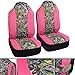 BDK Hunting Pink Camo Seat Covers - 2 Front Seat Protection High Back Bucket Seat Built in Seat Belt Armrest Opening