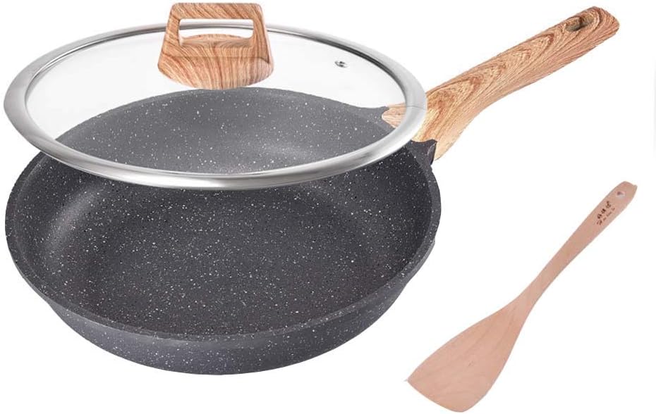 JXS Aluminum Alloy Non-Stick Cookware, Round Pot With Tempered Glass Cover, Frying Pan And Wok,24Cm [Energy Class A]