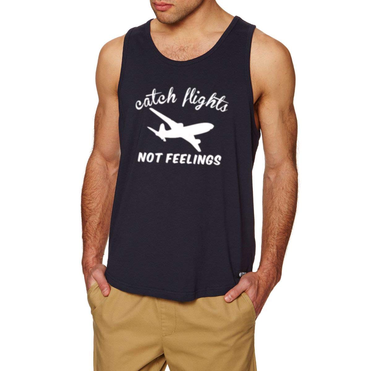 S Catch Flights Not Feelings Workout Ness Casual Tank Tops S Funny T Shirt