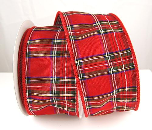 Wire Edged Brixton Bright Red Plaid Christmas Ribbon 2 1/2" - 10 Yards