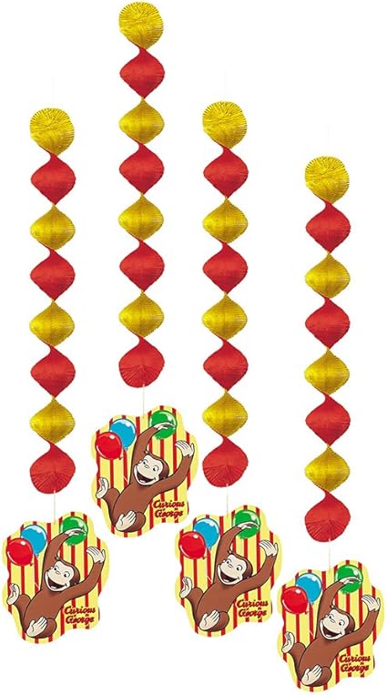Amazon Com 28 Hanging Curious George Decorations 4ct Toys Games