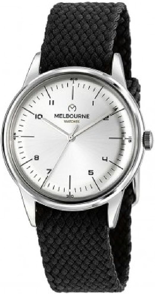 Reloj Melbourne correa textil negra esfera gris: Amazon.es ...