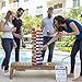 Rally and Roar Giant Tumbling Timbers Game – 2.5 feet Tall (Build to Over 5 feet) Premium Wood Version - For Adults, Family – Stacking Blocks Set w/Canvas Bag (SMT200_038P)