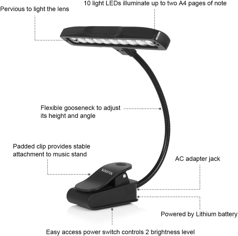 kootek clip on music stand light