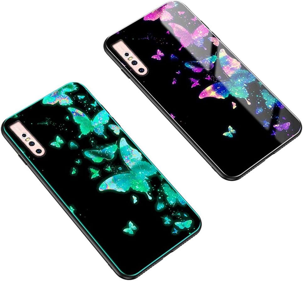 BINGRAN Vivo S1 Pro Case, Ultra Slim Fashion Pattern Fluorescent Noctilucent Tempered Glass Back Cover with Soft Flex Silicone TPU Bumper Protective Case for Vivo S1 Pro/V15 Pro Pattern 06
