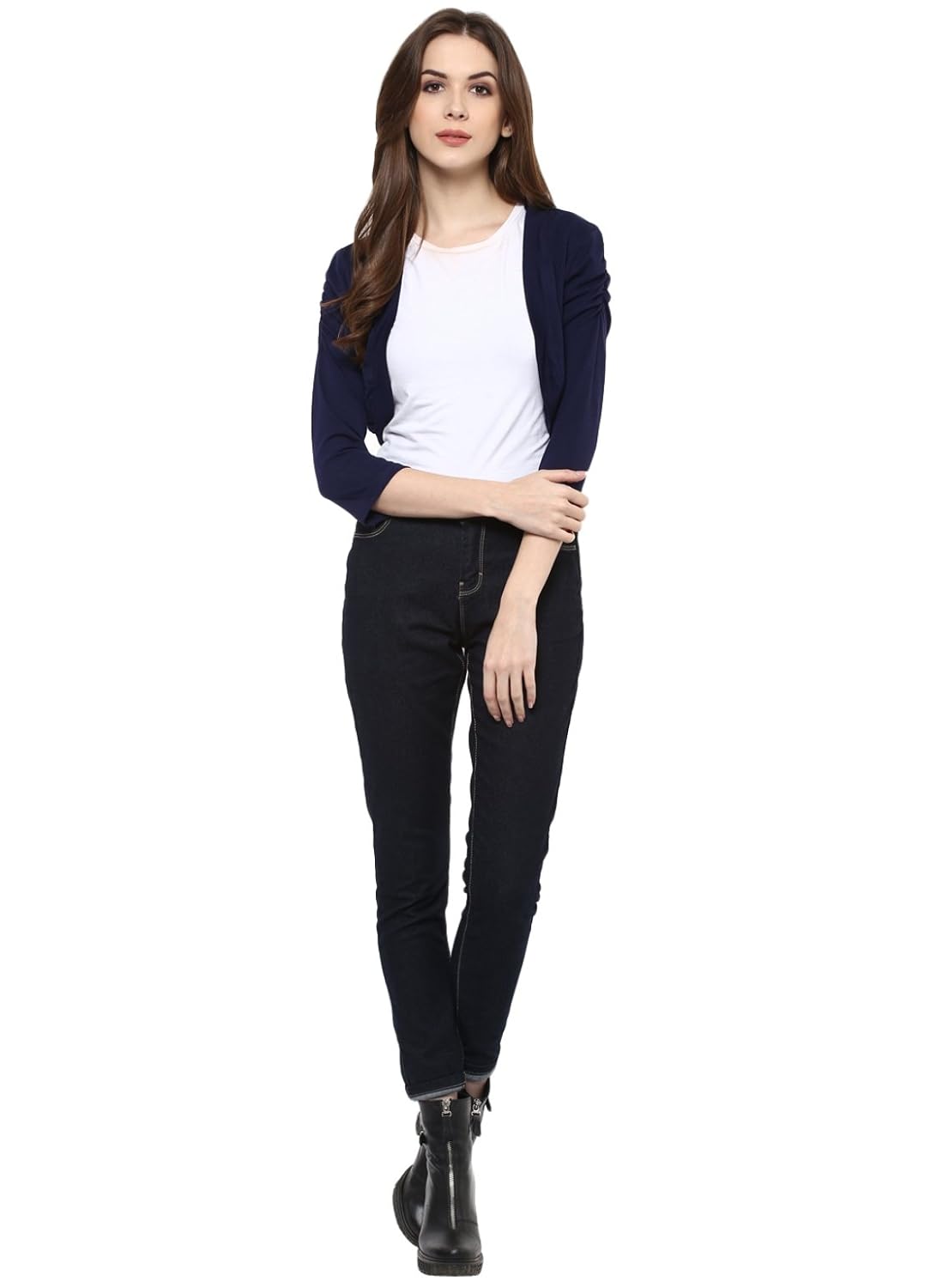 cenizas women's 3/4th sleeve stylish shrug open cardigan