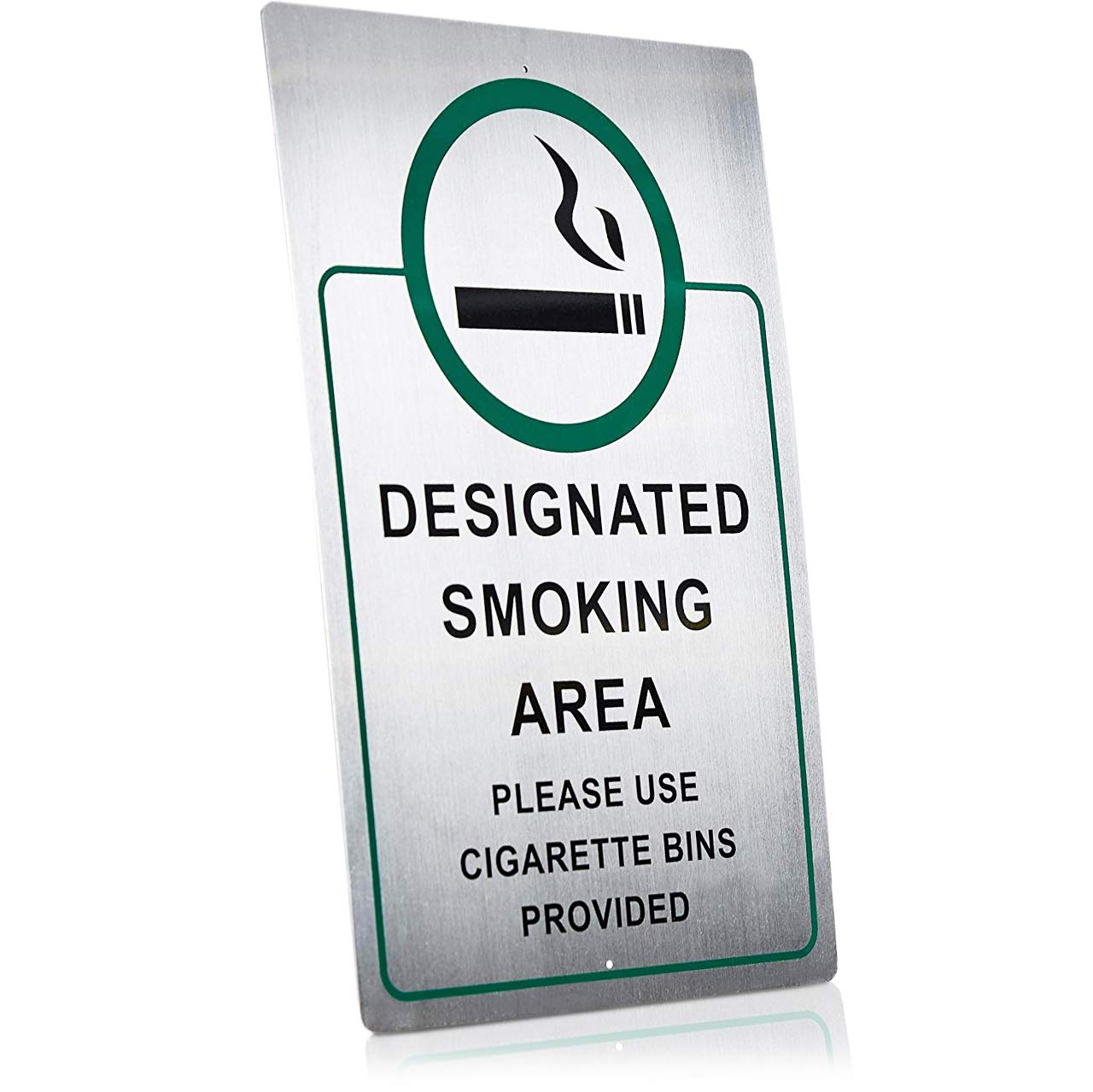 Juvale Designated Smoking Area Sign - Cigarette Smoke Safety Legend for Indoor Outdoor, Rust Free Aluminum, Black on White, 18 x 12 Inches