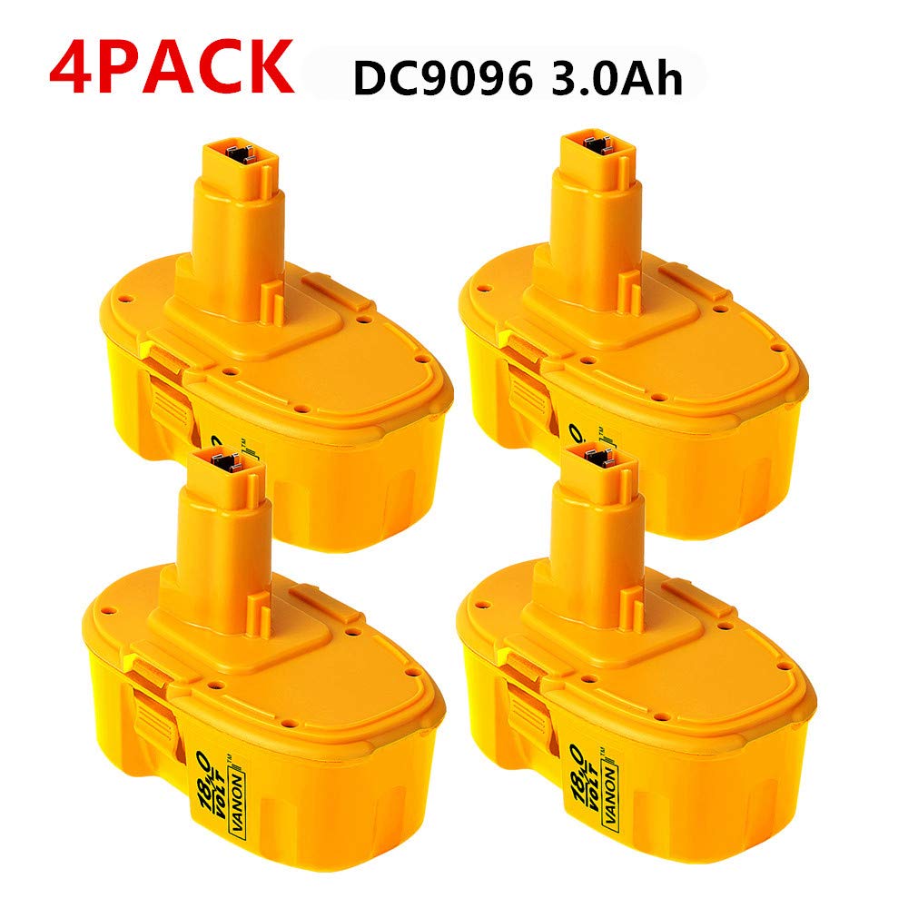 4Pack 18V 3000mAh DC9096 Replace for Dewalt 18V XRP Ni-CD Battery DC9099 DC9096 DC9098 DW9099 DW9096 DW9098 DC9181 Cordless Drill Battery