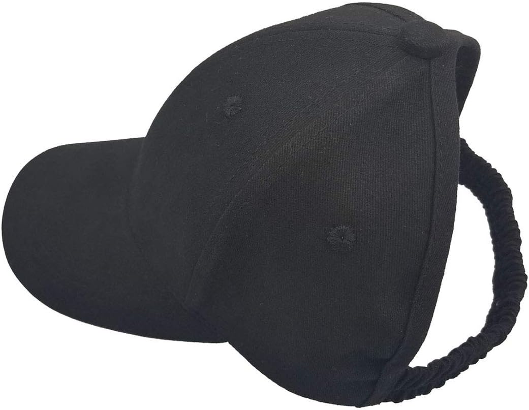 Ponytail Backless Hats Baseball Cap Women Caps Elastic Visor Hat (Black)
