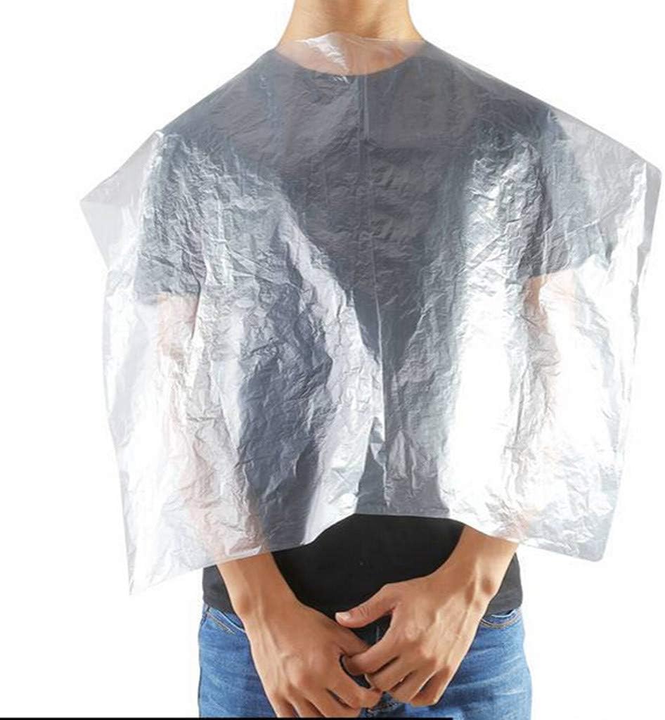 Kexdaaf Disposable Barber Cape,Professional Transparent Thickening PE Hair Cutting Cloth for Salon Barber Shop