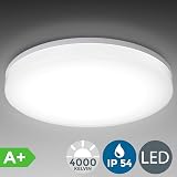 B.K.Licht I LED Deckenleuchte Bad I spritzwassergeschützt IP54 I 13W I 3.000K wa