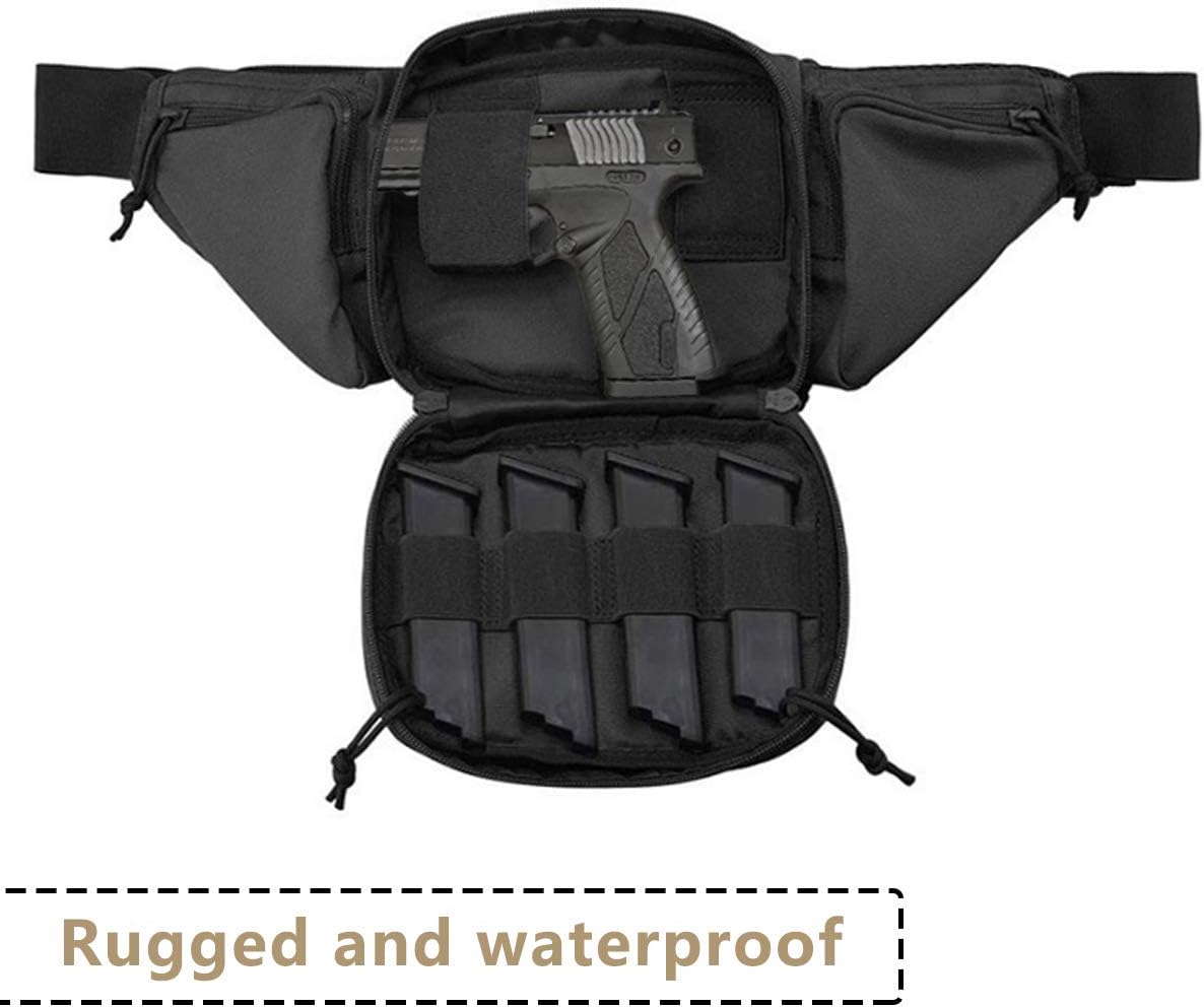 DMAIP Tactical Gun Case Concealed Pistol Pouch Carry Waist Bag Portable Handgun Holster Soft Pistol Cases (Black): Sports & Outdoors