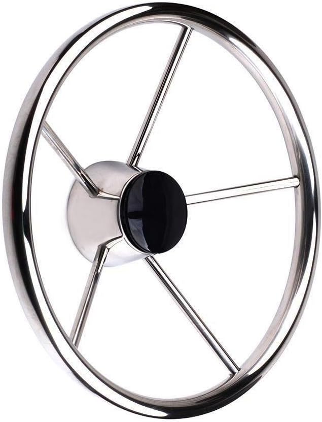 FUTURUP 13-1/2" Destroyer Style Stainless Boat Steering Wheel for Marine Boat