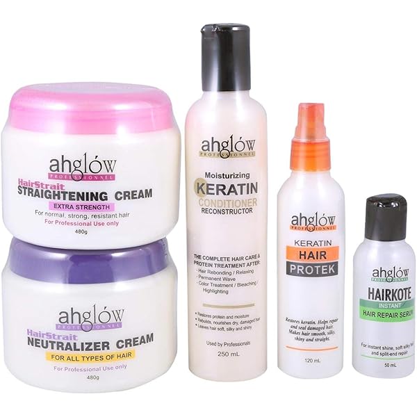 ahglow hair straightening cream and neutralizer