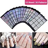 Nail Stencils, ETEREAUTY 180 Pieces Nail Vinyls Stencil Sticker Sheets for Nail Art Design