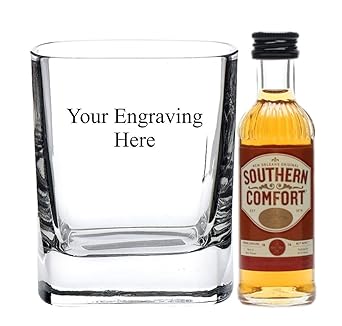 Personalised Engraved 8oz Strauss Square Glass With 5cl Miniature