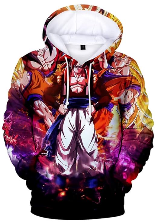 Silver Basic Teen's Unisex Kapuzenpullover Dragon Ball Z Goku 3D-Druck Zur Seite Fahren Sportbekleidung Sweatshirt Tops
