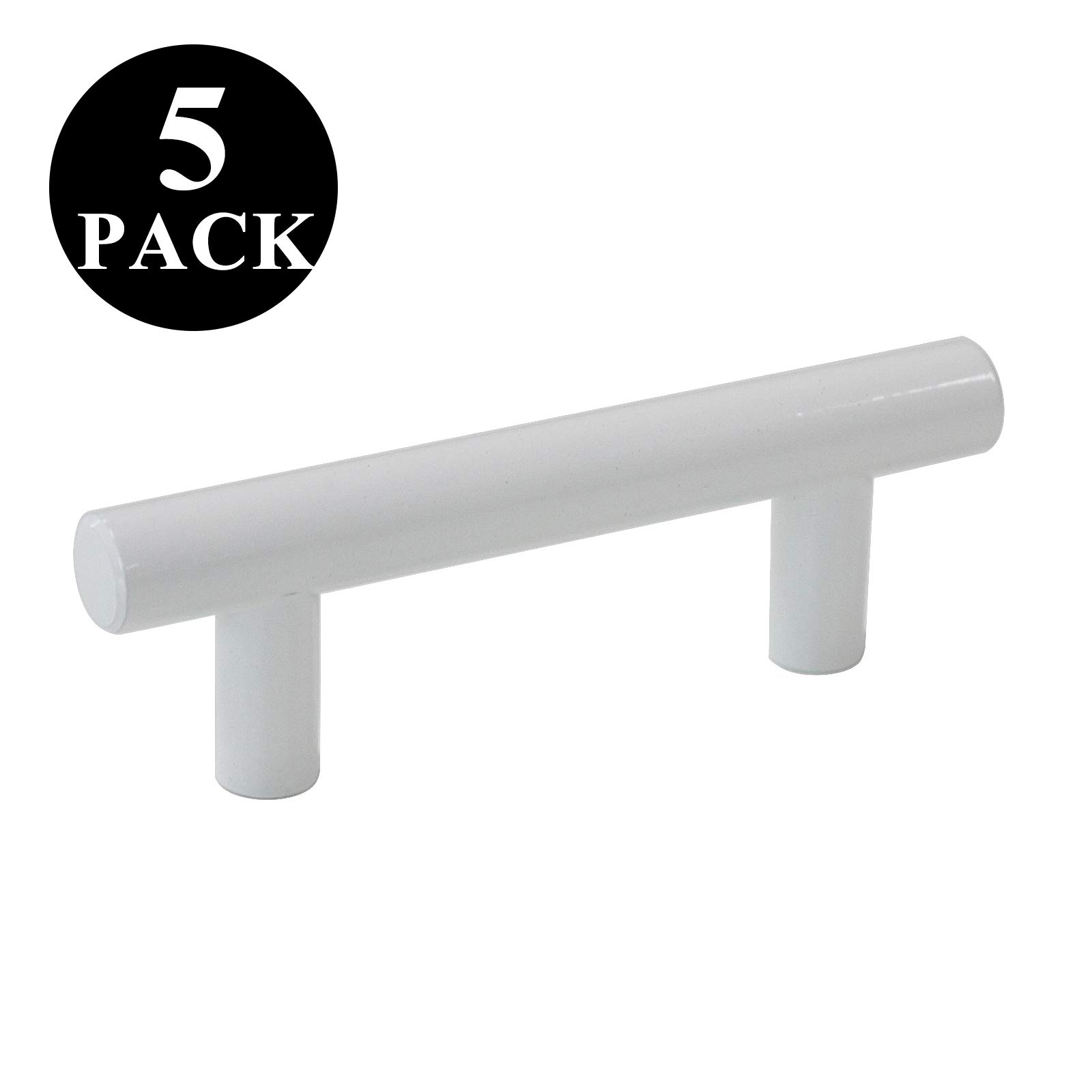 5 Pack White Pulls 21/2" Bar Handles Kitchen Cupboard