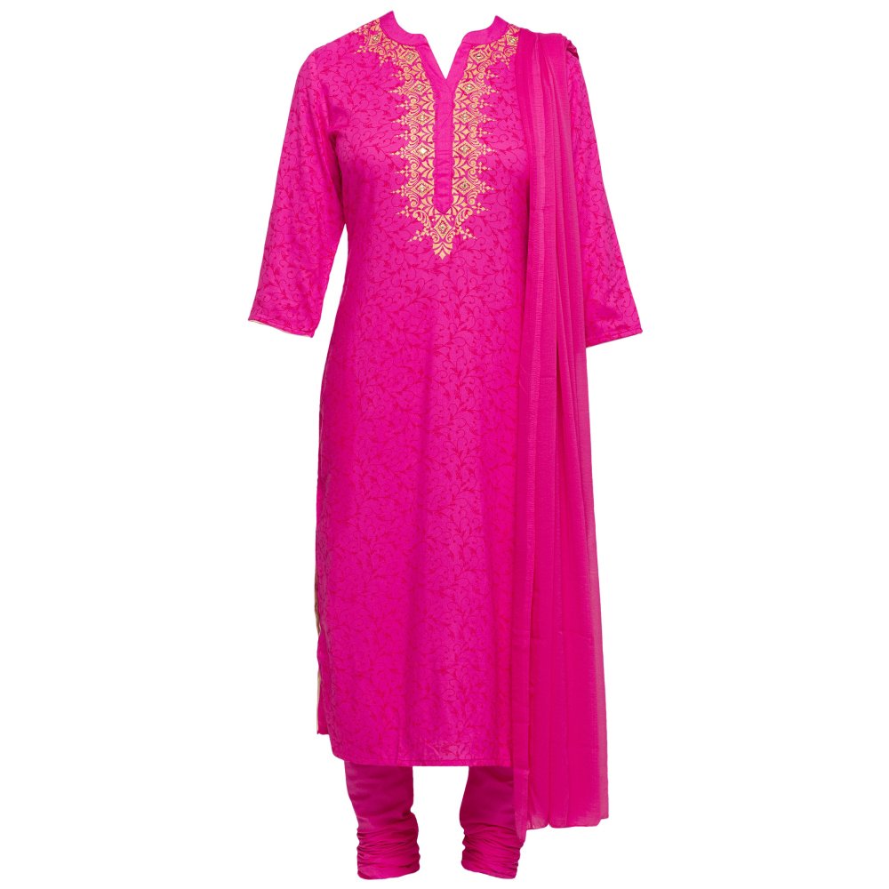 haute curry by shoppers stop womens mandarin neck printed churidar suit