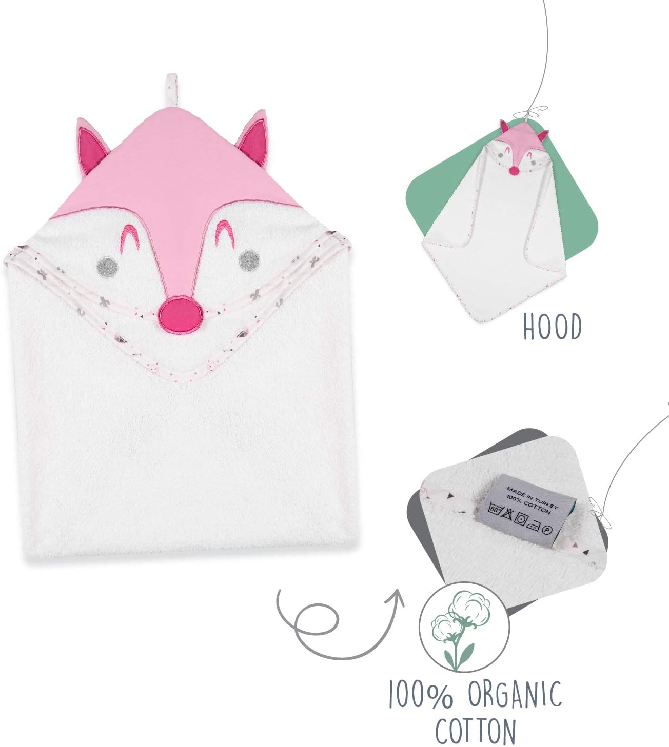 Capuche Tete De Renard Cape De Bain Bebe Fille Et Garcon Sans Produit Chimique Certifiee Oeko Tex Rose Sortie De Bain Bebe 100 Coton Tissu Eponge Bio Serviette Bebe 70x70 Cm 0 12