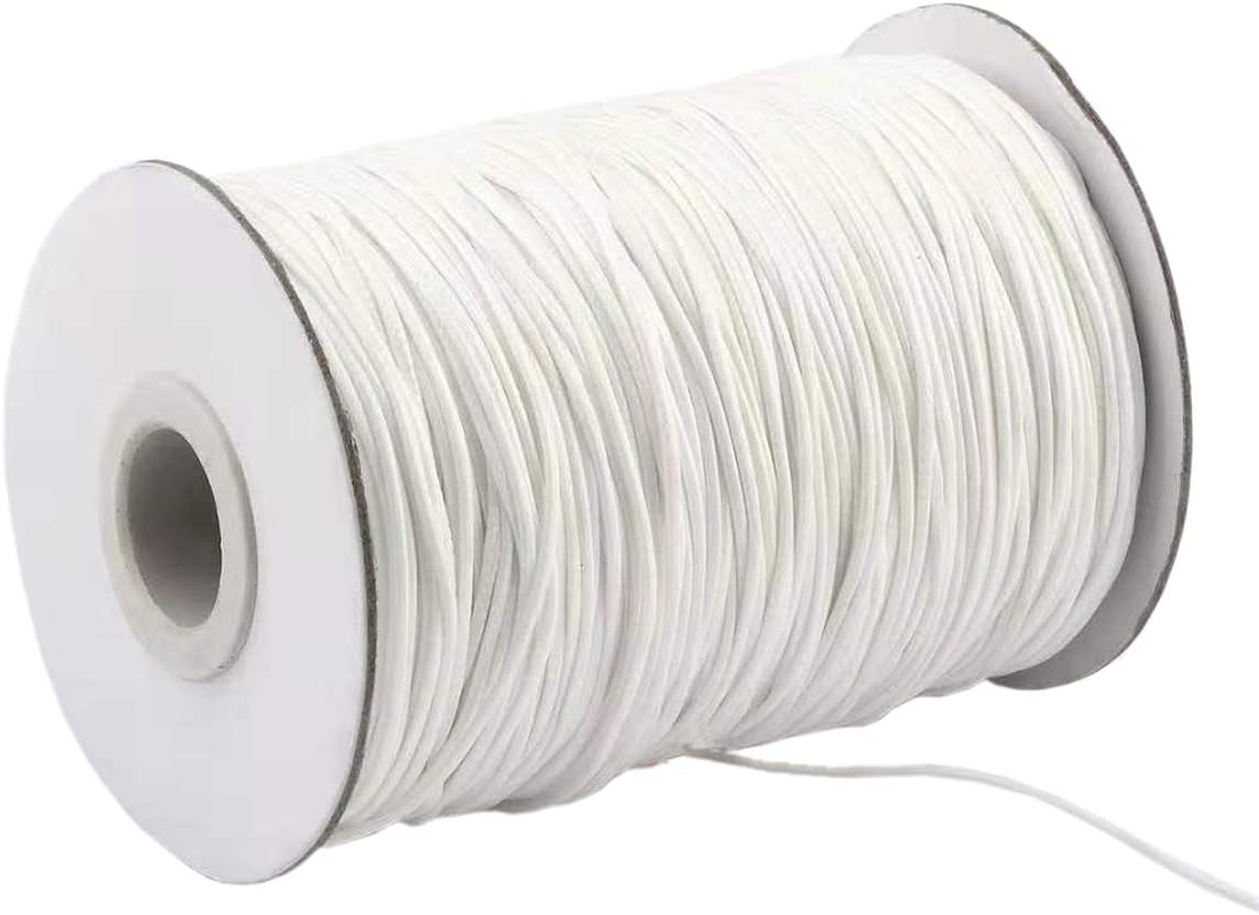1.5mm 175 Yards Waxed Cord for Jewelry Making,White Polyester Beading Thread for Braiding Bracelets and Necklaces Crafts