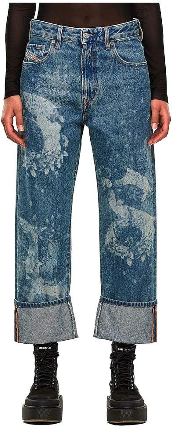 Amazon ディーゼル Diesel レディース デニム ストレートフィットプリントデニム Ah ジーンズ 通販