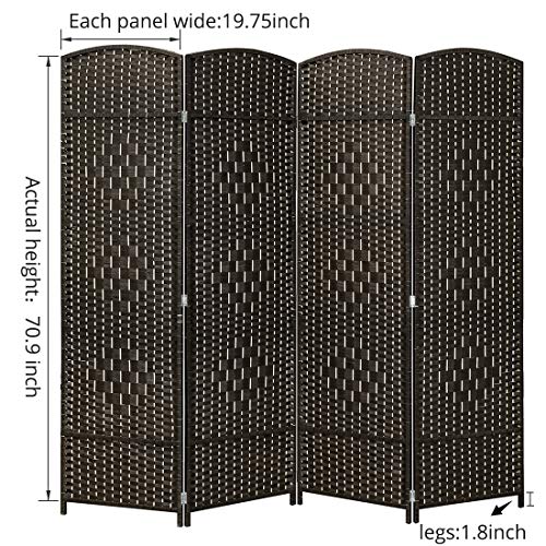 Jostyle Room Divider Screen with Hand-Woven Design,Diamond Pattern for 4-Panel Folding Privacy Screens to Decorate Home or Office (Mocha)