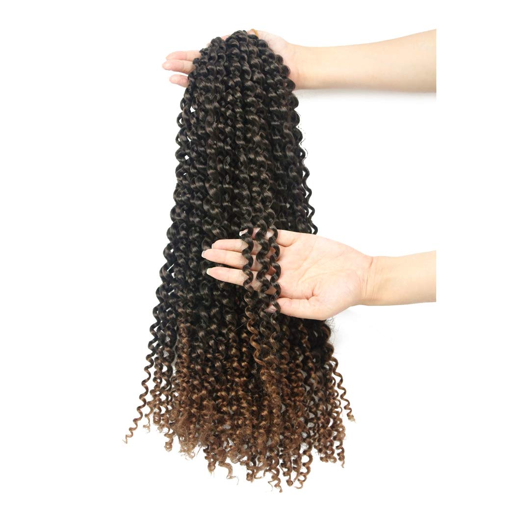 7 Packs Passion Twist Hair 18 Inch Water Wave Synthetic Braids for Passion Twist Crochet Braiding Hair Goddess Locs Long Bohemian Locs Hair (22Strands/Pack, T30#)