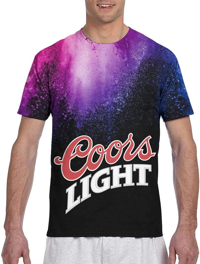Men's 3D Print Coors Light TShirt Short Sleeve Crewneck Tee Shirts Amazon.co.uk Clothing