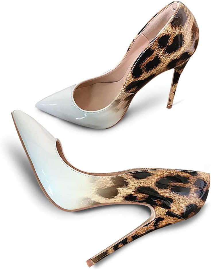 Miluoro Leopard Gradual Change Color Women Pumps Pointed Toe Thin High Heels Luxury Women Shoes