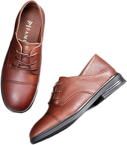 Amazon ブウケ オックスフォード マニッシュ おじ靴 オフィス カジュアル フォーマル 太ヒール ローヒール 歩きやすい 茶 シンプル ローカット オックスフォードシューズ レースアップシューズ パンプス 学院風 かかと踏める ブウケ レースアップ
