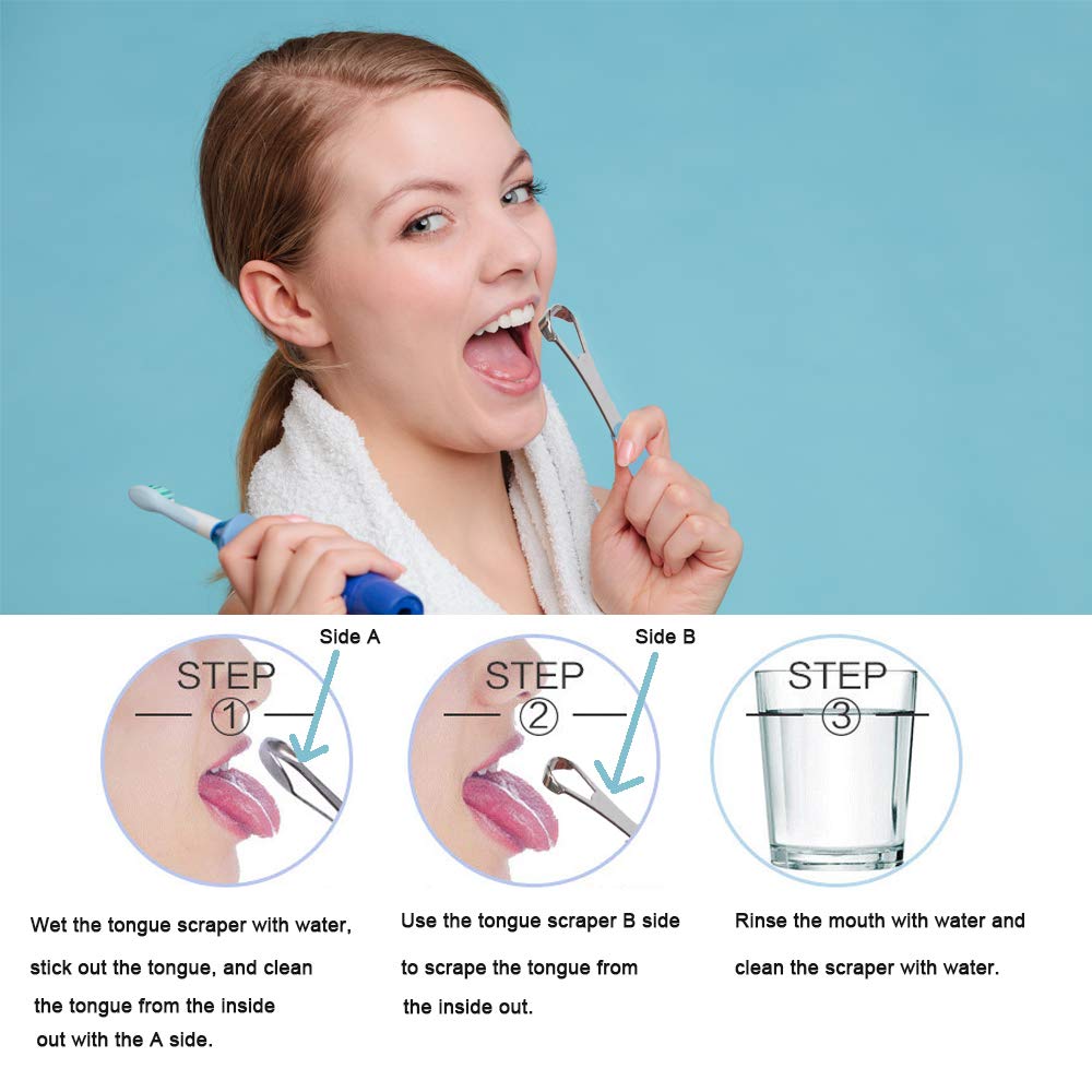 2020 New Version Tongue Scraper Cleaner for Adults & Kids, Medical Grade Metal Tongue Brushes Set for Fresh Breath Dental Eliminate Bad Breath in Seconds (2 pcs) : Beauty